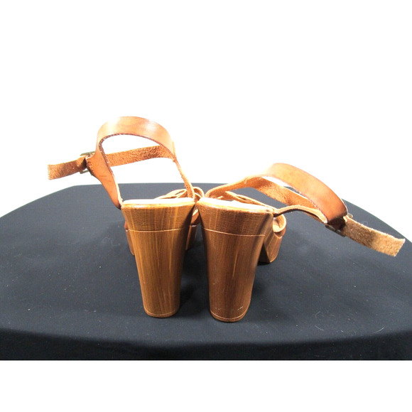 Altar'd State Brown Faux Leather Ankle Strap Block Heel Sandals Women Sz 7.5 - Picture 7 of 11